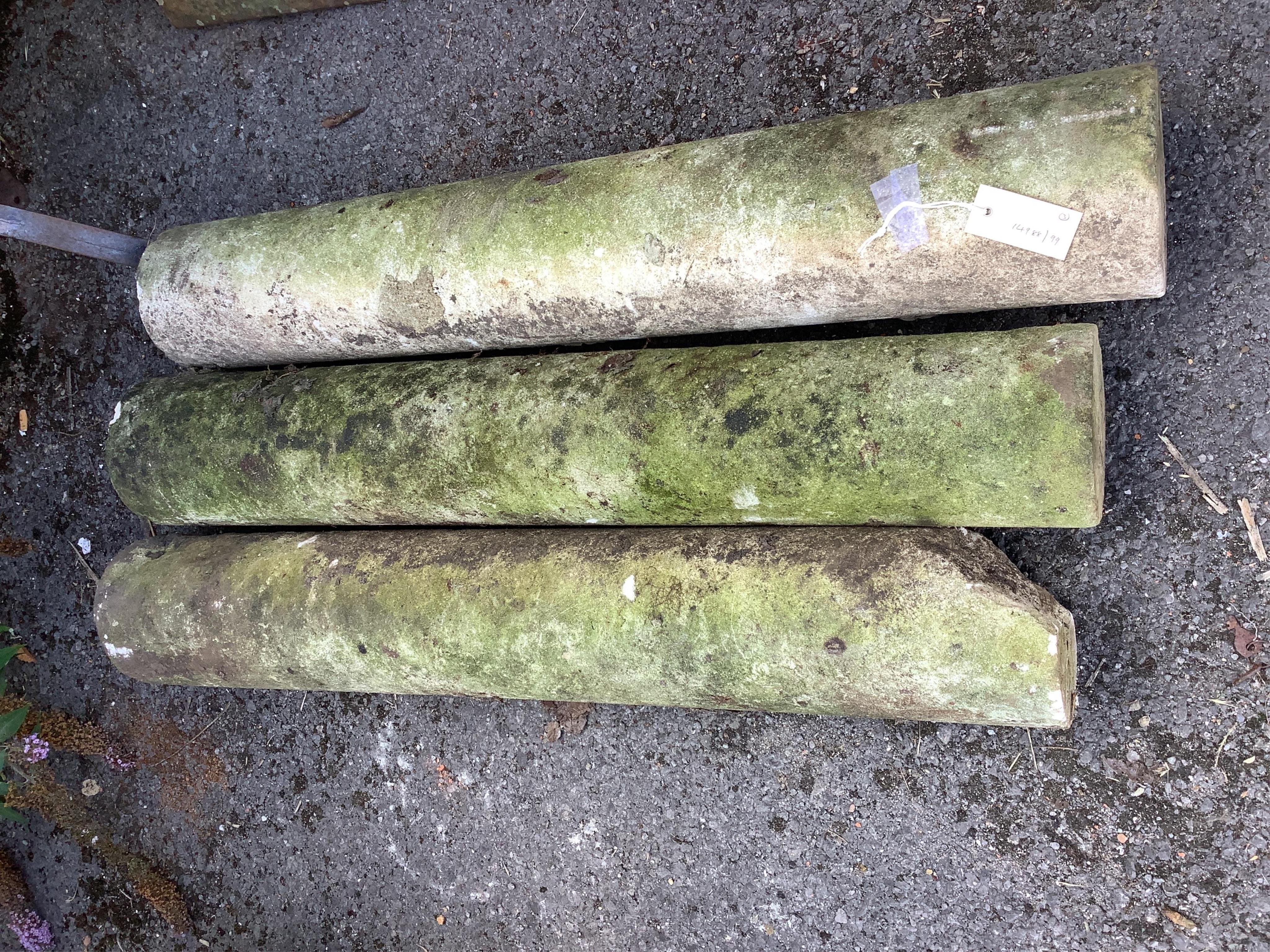 Three natural stone columns, height 94cm. Condition - fair